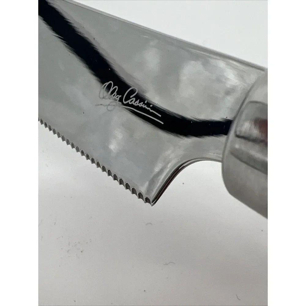 OLEG CASSINI CRYSTAL CAKE KNIFE SIGNED -‎ STAINLESS STEEL Stunning !